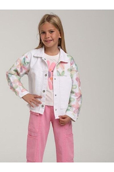 Zekids Jachetă de blugi cu flori de design pentru fete