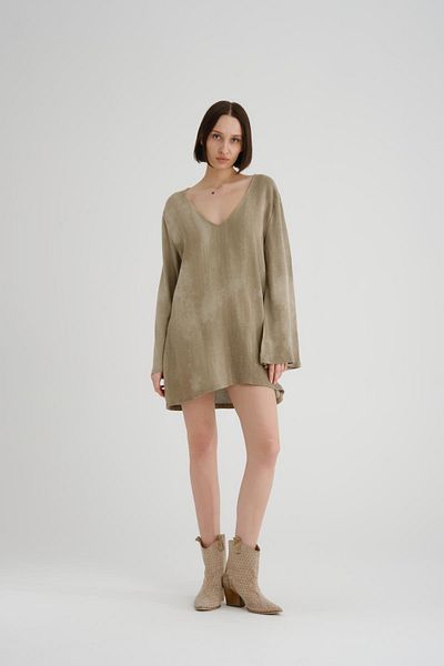 Store 100% Cotton V-Neck Long Sleeve Dress