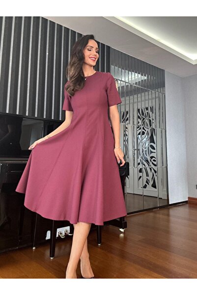 EDL Kadın Maxi Boy Kloş Prenses Elbise - Eteği Volanlı