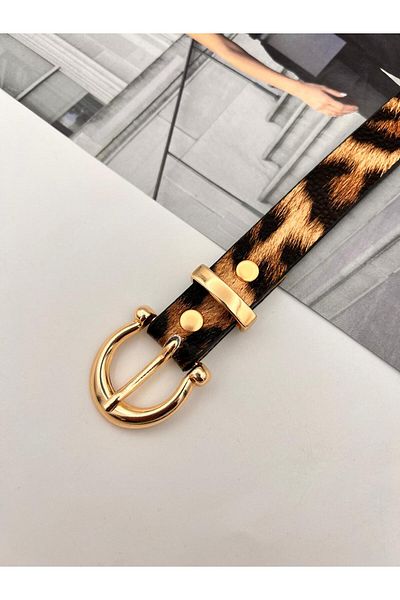 MODAM HİFA Γυναικεία ζώνη Leopard Gold Buckle Ζώνη παντελονιού Ζώνη φόρεμα Ζώνη πουκάμισο Ζώνη παλτό