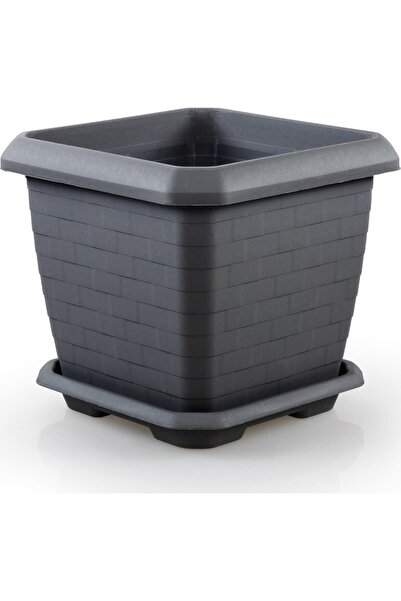 SERİNOVA Hisar Kare Saksı 74,3lt Siyah 4'lü