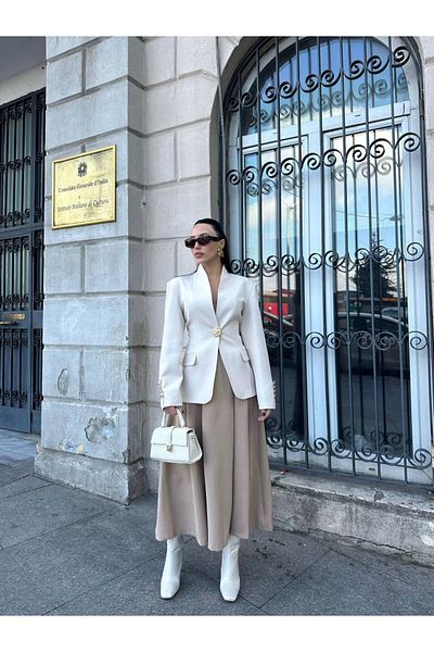 Julidress Premium Blazer Jacket with Shawl Collar Large Metal Gold Button Front Ornamental Pocket