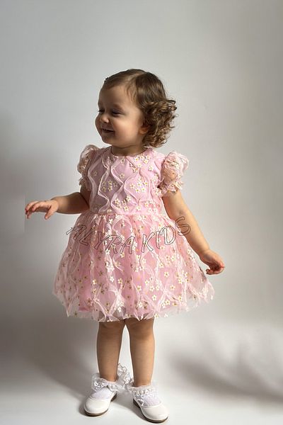 ALYRA Fata Copil Bebeluş Mânecă Scurtă Daisy Floral Tulle Ziua Naşterii Nunta Petrecere Ziua Specială Rochie Eid