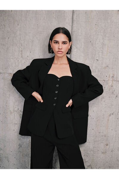 LC Waikiki Black Strapless Collar Women's Classic Vest