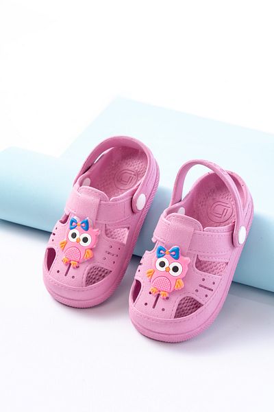 Merve İzmirli Pink Children's Animal Figured Non-Slip Sole Daily Sandals Slippers