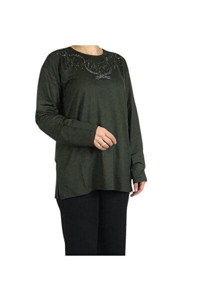 ECE GİYİM Women's Stone Collar Lycra Large Size Bluz