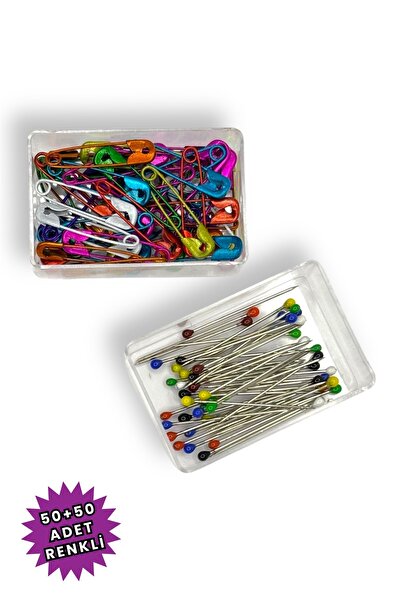 Loggia Çengelli ve Toplu İğne Karışık Renkli 100 Adet (50+50) - Eşarp Ve Şal ...