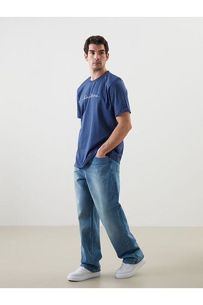 LC Waikiki Tricou pentru bărbați din bumbac pieptănat cu imprimeu cu decolteu rotund de sezon nou - S5KU33Z8