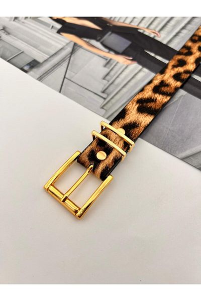 MODAM HİFA Γυναικεία ζώνη Leopard Gold Buckle Ζώνη παντελονιού Ζώνη φόρεμα Ζώνη πουκάμισο Ζώνη παλτό