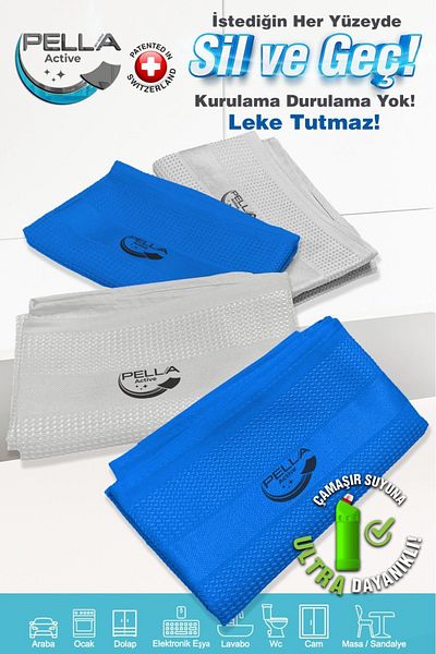 Pell By Erwa The only microfiber cloth that can be used with Pella Active Bleach, 2-pack Blue and 2-pack Light Gray