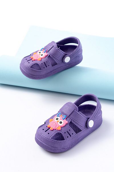 Merve İzmirli Lilac Children's Animal Figured Non-Slip Sole Daily Sandals Slippers