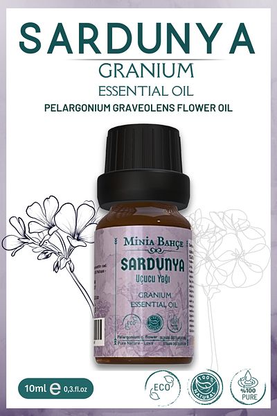 Minia Bahçe Bitki ve Sanat Atölyesi Geranium (Itir) Essential Oil 10ml – 100% Pure and Natural