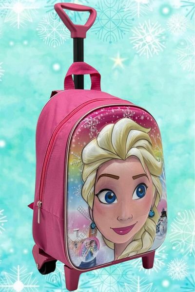 Hızırım Rucsac colorat 3D Elsa pentru grădiniță și rucsac pentru utilizare zilnică cu racletă