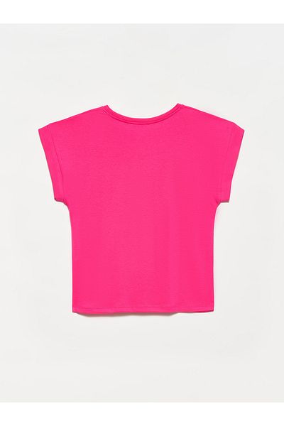 Dilvin Crew Neck Combed T-Shirt-Fuchsia