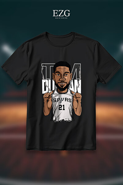 EZG Business Μπλουζάκι Tim Duncan με στάμπα, Oversize Unisex, 100% βαμβακερό,...
