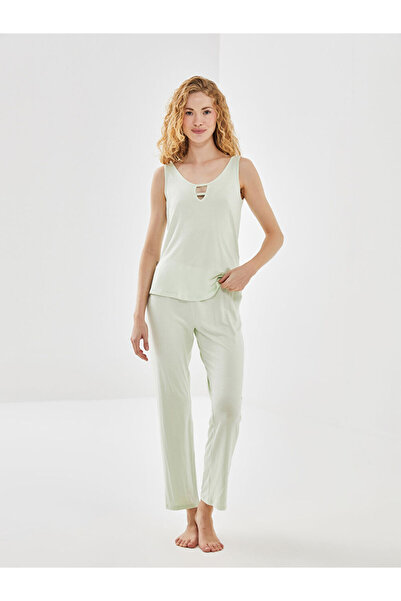 LC Waikiki Green U-Neck Women's Pajama Set