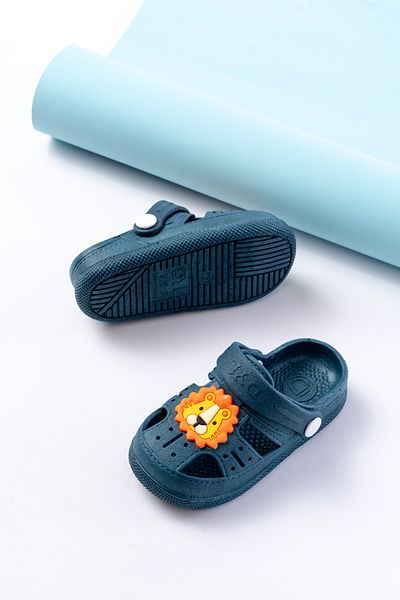 Merve İzmirli Navy Blue Children's Animal Figured Non-Slip Sole Daily Sandals Slippers