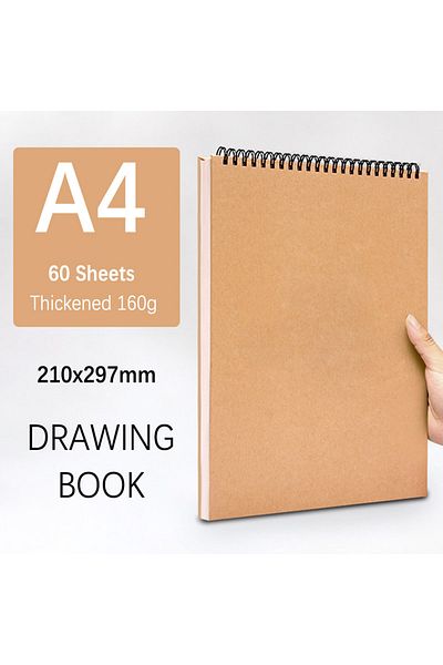 Choice H164-Khaki-shufan-A4 Art Sketchbook 160gsm 30 Sheets/60 Pages Drawing Watercolor Spiral Notebook For