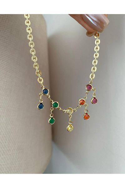 SU PERİSİ TAKI BİJUTERİ Vip Series Gold Colored Zircon Stone Anklet