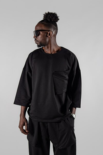 Superbluemexico Ανδρικό μπλουζάκι με δύο κλωστές, μεγάλες τσέπες, μισό μανίκι, ρετρό μπλουζάκι