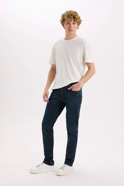 DeFacto B4860 Μπλε Pedro Slim Fit Skinny Fit Κανονική μέση στενή παντελόνι Jean