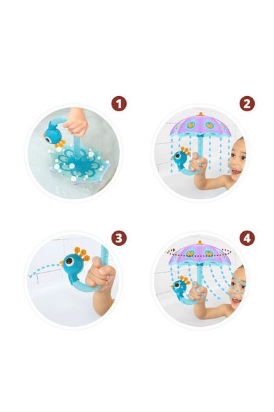 Yookidoo Yookidoo Bath Toy, Umbrella - Playful Peacock, Purple, 18 months+