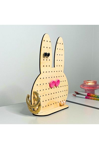 NT Handmade Maple Tree Decorative Rabbit Shaped Jewelry Stand Jewelry Organizer Makeup Organizer Earring Holder