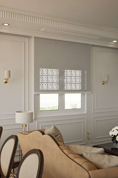 Auralight Lazer Kesim Mat Stor Perde, Lazer Kesimli Historical Serisi, H-6005...