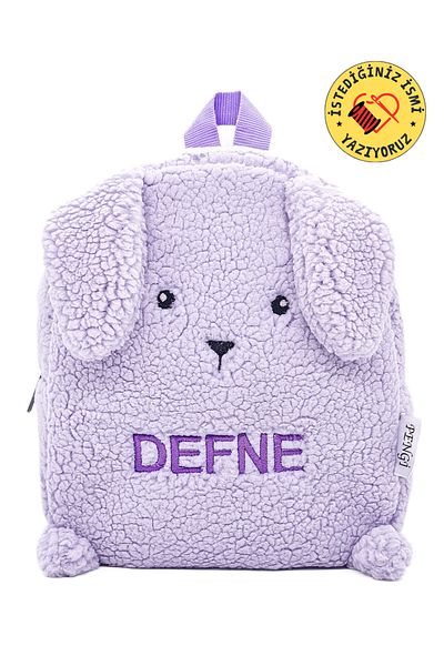 PENGİ Rabbit Lilac Backpack for 0-8 Years Old Child We Write the Name You Want with Embroidery