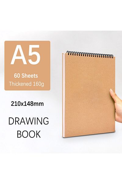 Choice H164-Khaki-shufan-A5 Art Sketchbook 160gsm 30 Sheets/60 Pages Drawing Watercolor Spiral Notebook For
