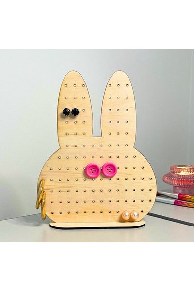 NT Handmade Maple Tree Decorative Rabbit Shaped Jewelry Stand Jewelry Organizer Makeup Organizer Earring Holder