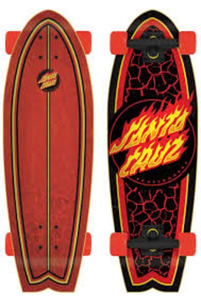 Santa Cruz لوح تزلج طويل كامل من Flame Dot Shark Cruiser مقاس 27.7 بوصة