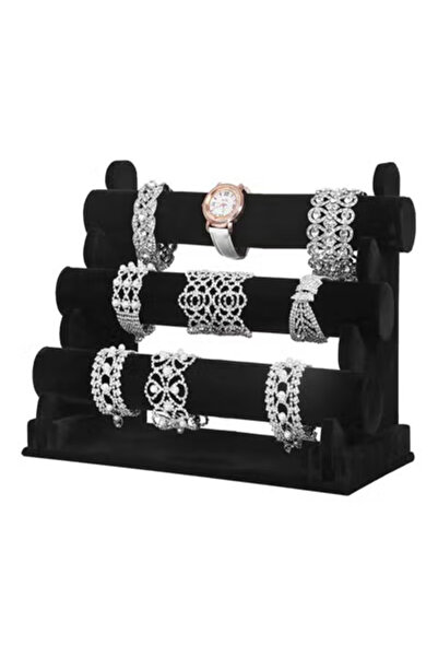 co arma حامل ومنظم اساور من 3 طبقات بلون اسود للساعات والاساور والمجوهرات