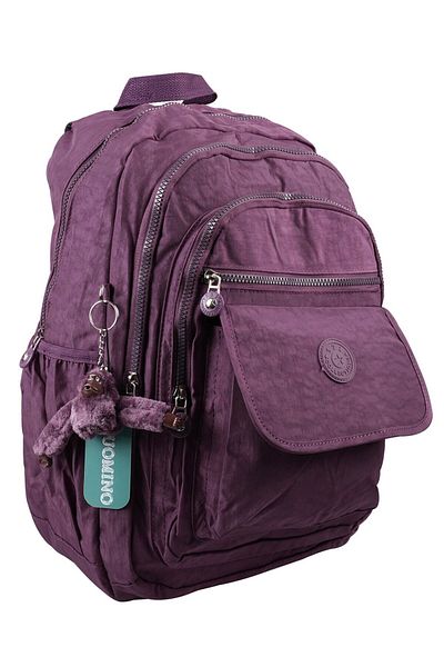 DUOMİNO Crinkle Fabric Water Resistant Large Size Purple Clinker Backpack/laptop Travel School Bag