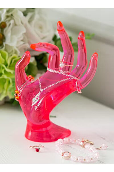 co arma حامل و منظم الاساور حامل عرض مجوهرات على شكل يد لون احمر