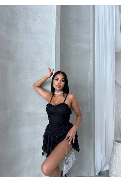 Love Fab Body decoltat pe spate cu Glop de piele Model Dantela Salopeta Rochie