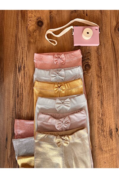 Babyelisco Açık pembe parlak varaklı çocuk İspanyol paça tayt