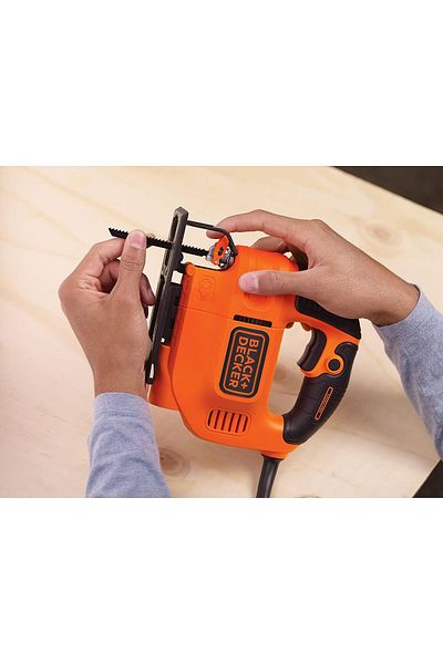 Black&Decker Variable Speed Compact Jigsaw, 520W, Ergonomic Design, Lock-On Switch, Dust Extraction,