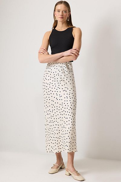 Touché Privé Polka Dot Satin Skirt