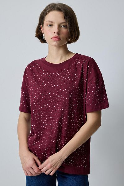 Touché Privé Tricou de bază cu detaliu de piatră