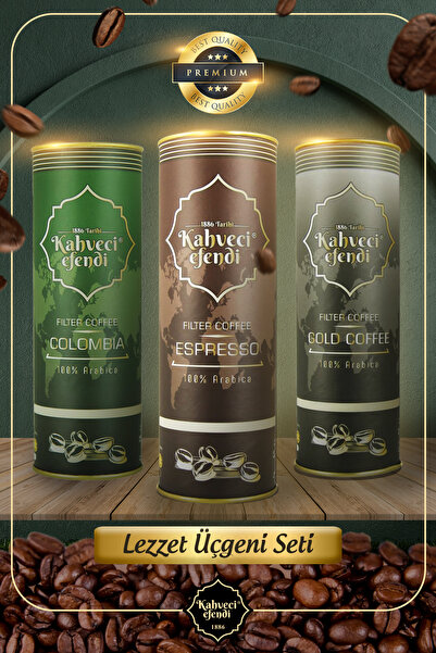 Kahveci efendi Lezzet Üçgeni Kahve Seti (Colombia , Espresso , Gold)