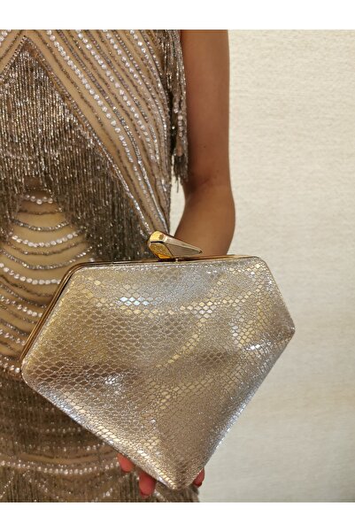 NAZART Women's Snake Gold Gold Evening Dress Clutch Chain Strap Hand Wedding Engagement Night Shoulder Bag