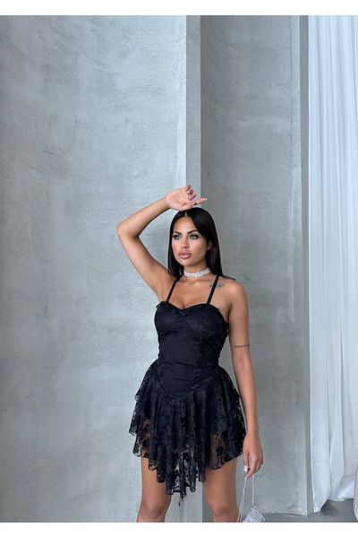 Love Fab Body decoltat pe spate cu Glop de piele Model Dantela Salopeta Rochie