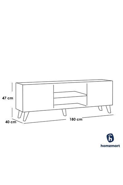House One TV Table|Modern MDF TV Cabinet with Shelves and Storage Capacity Suitable-White-40x180x47cm