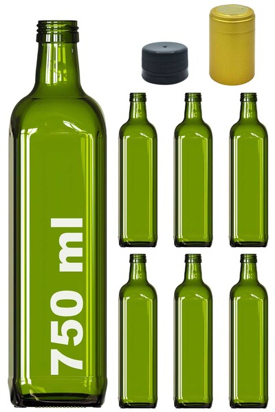 Afracam 750 Cc Green Maraska Oil Pot Angle Bottles with Lock Lid, 6 Units