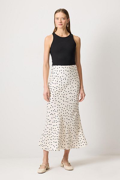 Touché Privé Polka Dot Satin Skirt