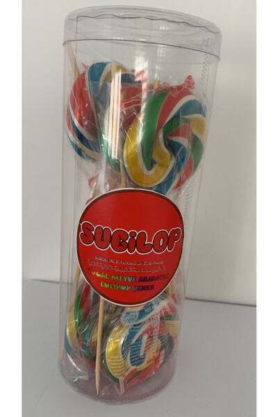 Furkan Büyük Yuvarlak Çubuklu Sosyete Şekeri Lolipop Gökkuşağ 30 Adet