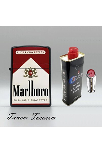 Tanem Tasarım Marlboro - Benzinli Çakmak(x-lite Benzin Gazı 125 Ml Ve 5'li Çakmak Taşı Hediyedir)