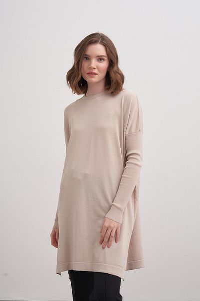 inspiration Beige Rayon Basic Tunic