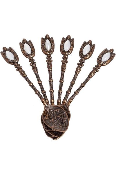 KT HOME Wedding Sugar and Spice Spoon, Coffee and Tea Spoon, with Stone Beads